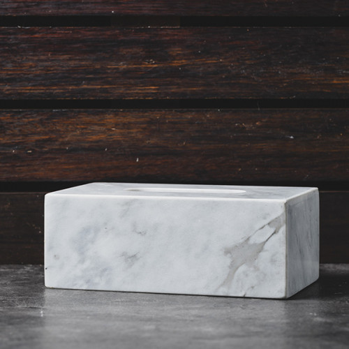 Rectangular Marble Tissue Box White 23cm x 14cm 3