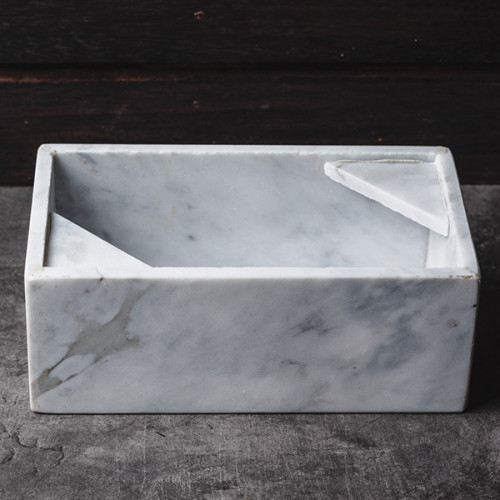 Rectangular Marble Tissue Box White 23cm x 14cm 4