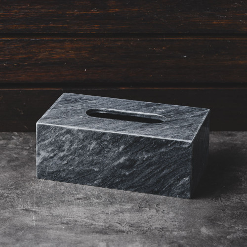 Rectangular Marble Tissue Box Black 23cm x 14cm