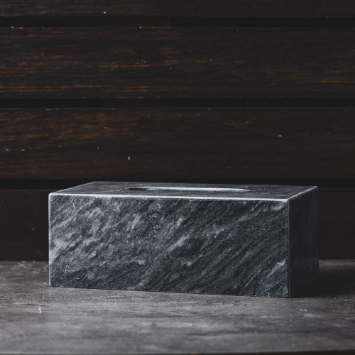 Rectangular Marble Tissue Box Black 23cm x 14cm 2