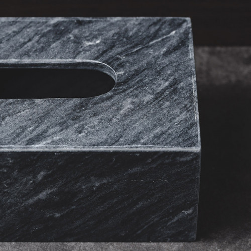 Rectangular Marble Tissue Box Black 23cm x 14cm 3