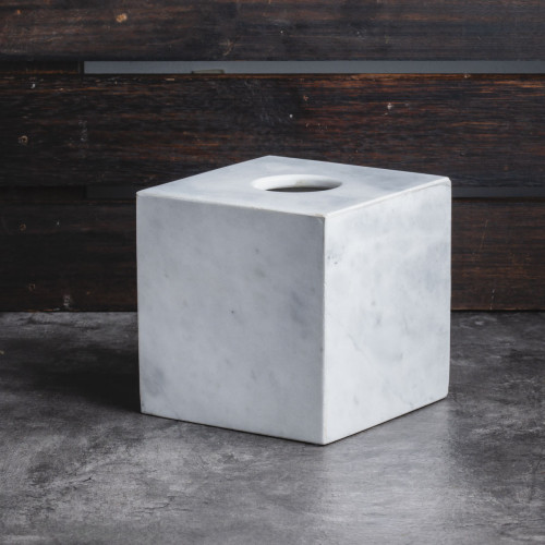 Square Marble Tissue Box White 14cm x 14cm