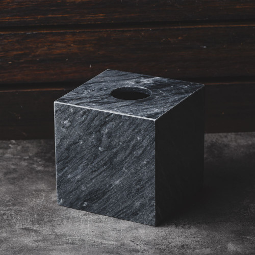 Square Marble Tissue Box Black 14cm x 14cm