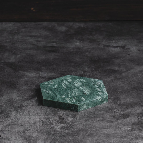 Hexagon Marble Coaster Green