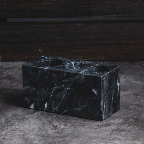 Marble Toothbrush Holder Black 3-Hole
