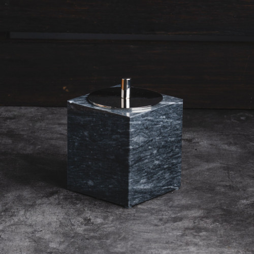 Marble Cotton Swab Holder Black