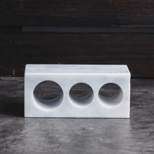 Marble Toothbrush Holder White 3-Hole 2