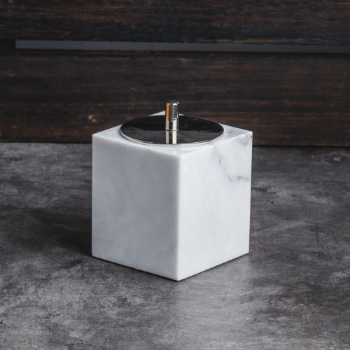 Marble Cotton Swab Holder White