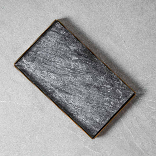 Rectangular Marble Tray Golden Frame 28.6cm x 16.5cm - Black 5
