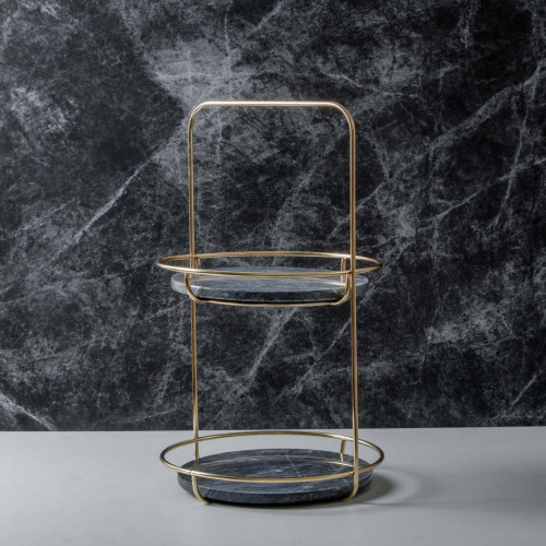 Marble 2 Tier Standing Tray - Green