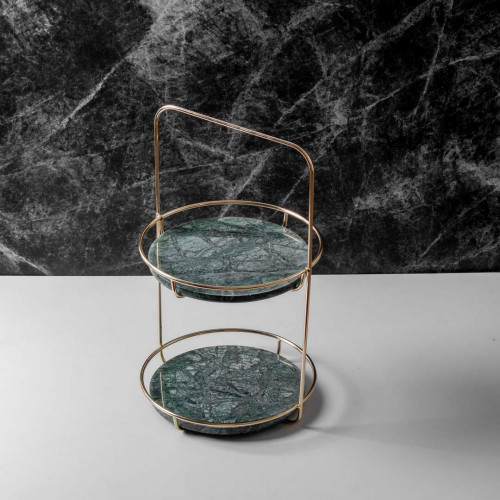Marble 2 Tier Standing Tray - Green 3