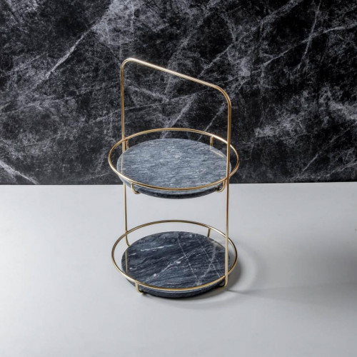 Marble 2 Tier Standing Tray - Black 2