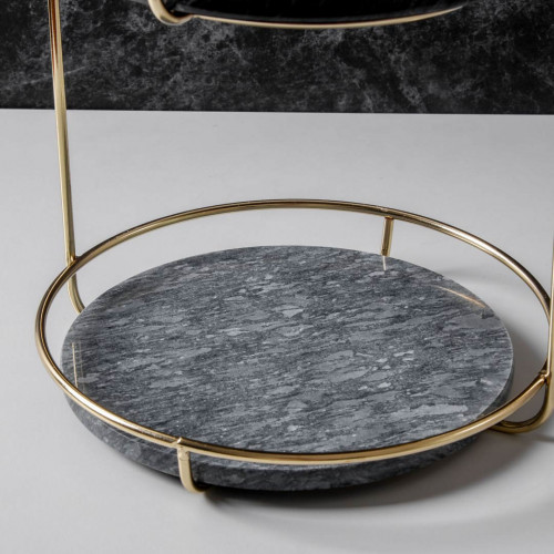 Marble 2 Tier Standing Tray - Black 4