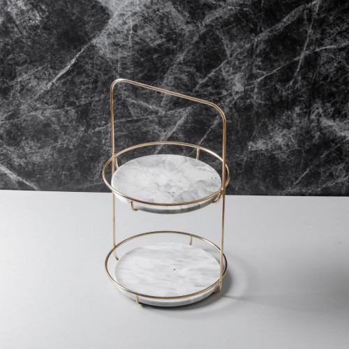 Marble 2 Tier Standing Tray - White 4