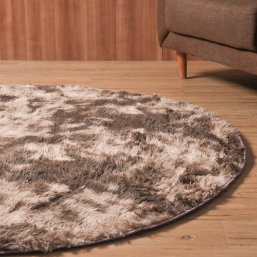Cozhome Fluffy Area Rug Round 160cm - Coffee 5