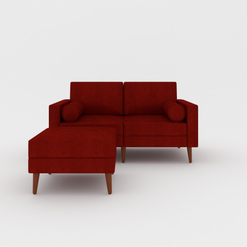 Villanova Velvet 2-Seater Sofa Set + Ottoman