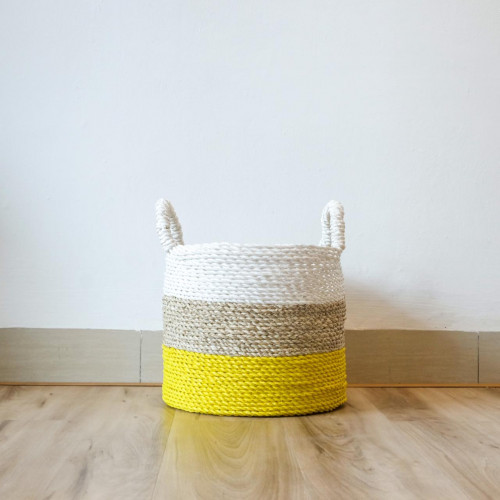 Handwoven Basket Round - Pixie Yellow