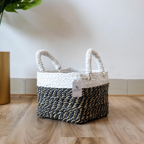Handwoven Basket Square - Slate Black