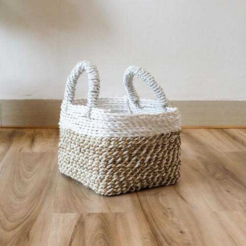 Handwoven Basket Square - Vintage Beige