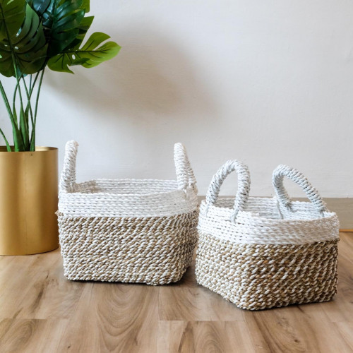 Handwoven Basket Square - Vintage Beige 2