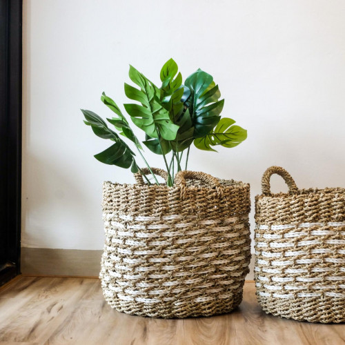 Handwoven Basket Round - Rustic Tan 3