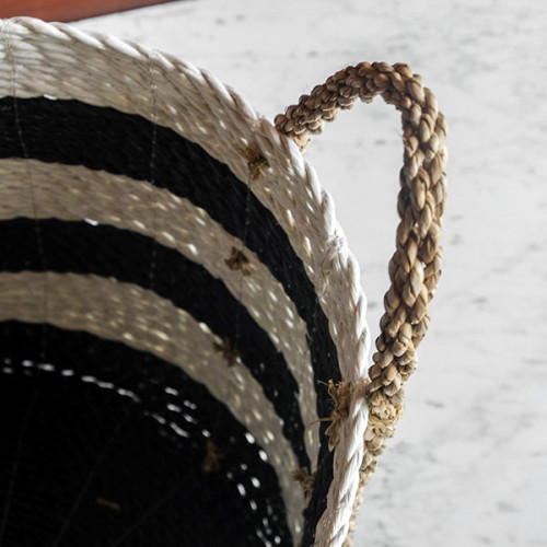 Handwoven Basket Round M - Zebra Stripes 3