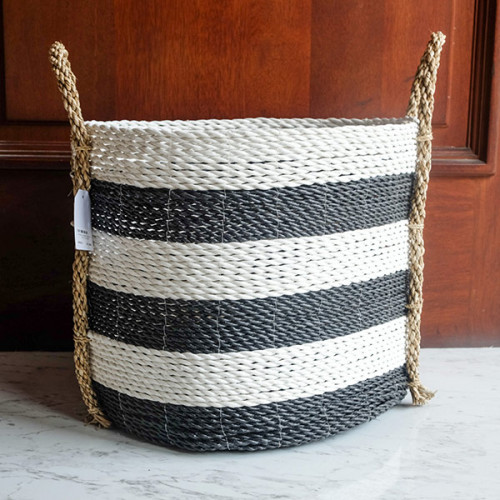Handwoven Basket Round L - Zebra Stripes