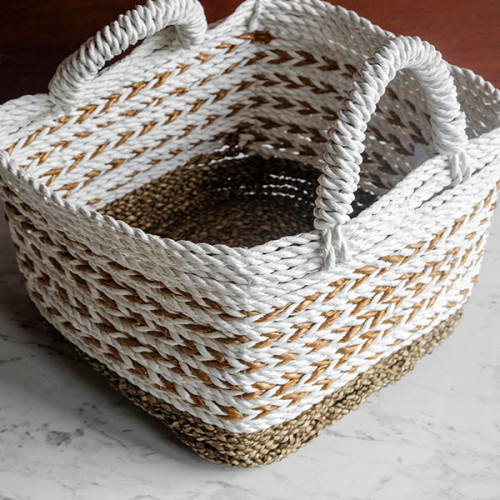 Handwoven Basket Square - Brown Accent 2