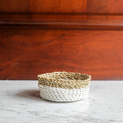 Handwoven Short Basket Round - Angkor Weave