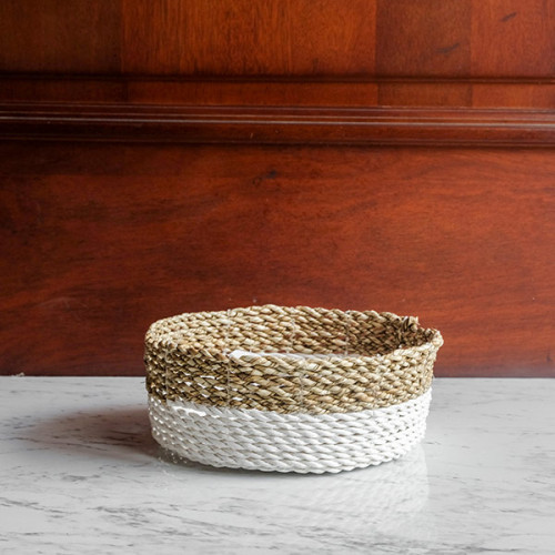 Handwoven Short Basket Round - Angkor Weave 3
