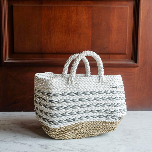 Handwoven Basket Square - Blue Accent