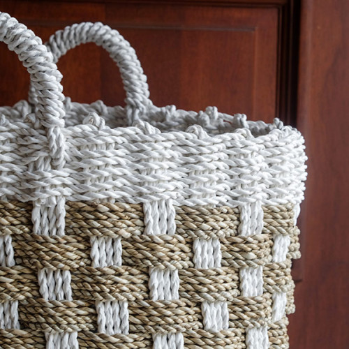 Handwoven Basket Round - Checkered Pattern 2