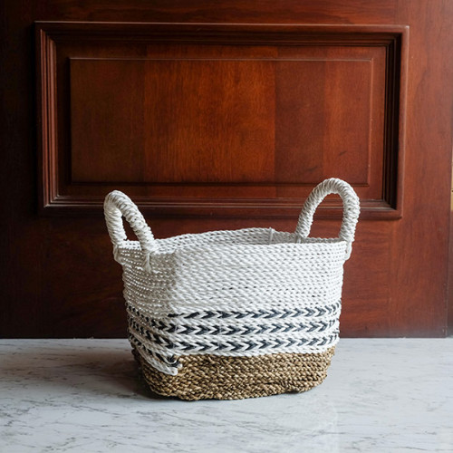 Handwoven Basket Square - Grey Accent