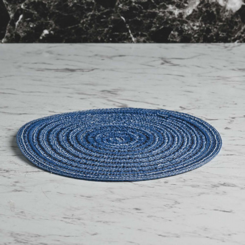 Round Woven Placemat Small Blue