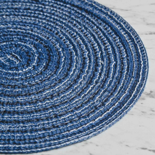 Round Woven Placemat Small Blue 2