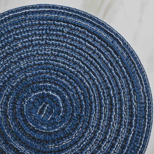 Round Woven Placemat Small Blue 3