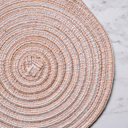 Round Woven Placemat Large Beige 3