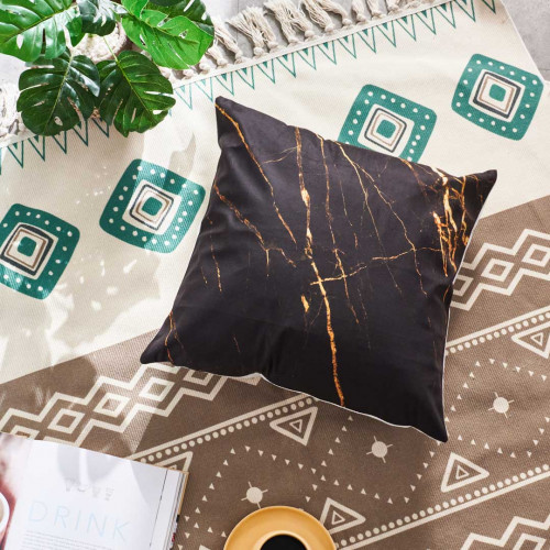 Gold Marble Pillow Case 45 x 45cm - Black Base 4