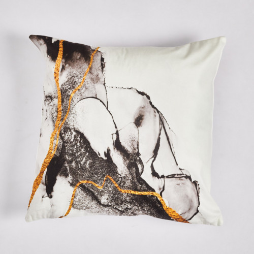 Gold Marble Pillow Case 45 x 45cm - White Base