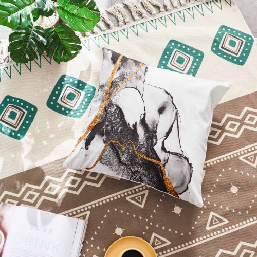 Gold Marble Pillow Case 45 x 45cm - White Base 3