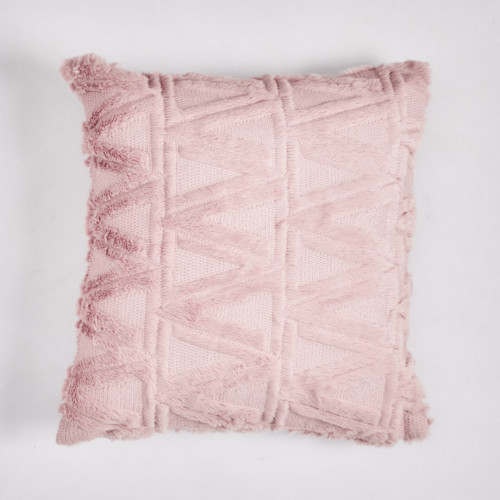 Plush Pillow Case 45 x 45cm - Pink Triangle