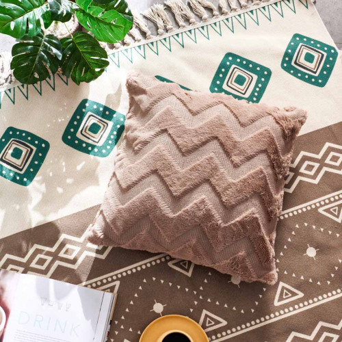 Plush Pillow Case 45 x 45cm - Brown Waves 5