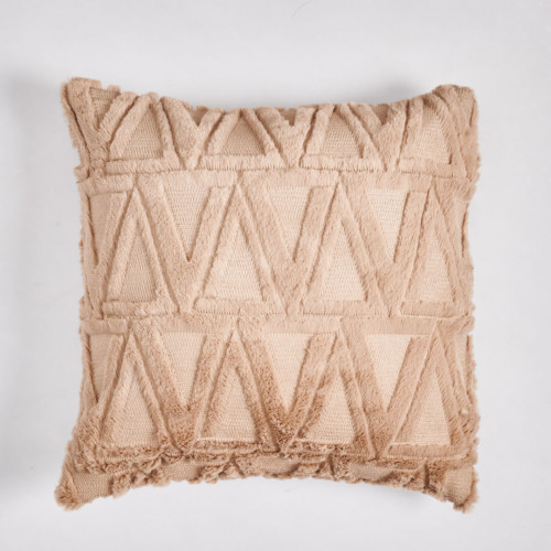 Plush Pillow Case 45 x 45cm - Brown Triangle