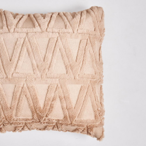 Plush Pillow Case 45 x 45cm - Brown Triangle 2
