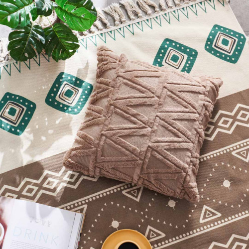 Plush Pillow Case 45 x 45cm - Brown Triangle 5