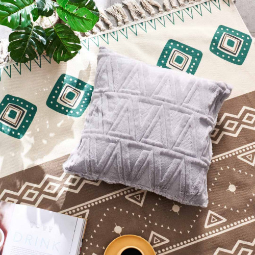 Plush Pillow Case 45 x 45cm - Gray Triangle 4
