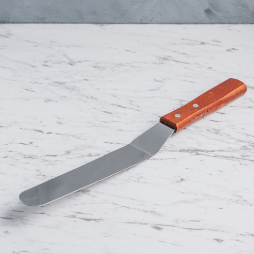 Cake Decor Spatula Angled w Wood Handle 8" 2