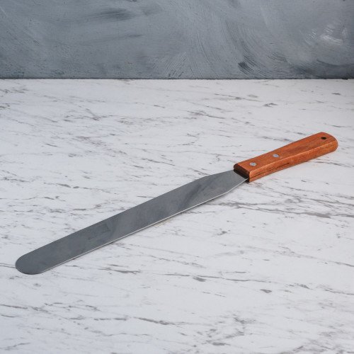 Cake Décor Spatula Straight w Wood Handle 10" 2