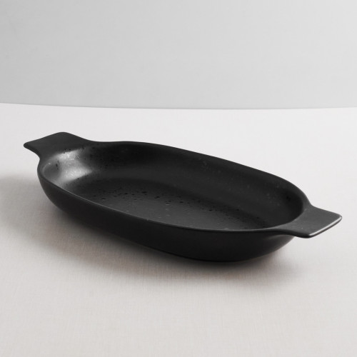 Sango Black Large Oval Eared Dish 27.5 x 16.5cm