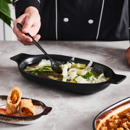 Sango Black Large Oval Eared Dish 27.5 x 16.5cm 2